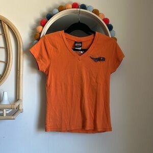 Harley Davidson Motorcycles Embroidered Baby Tee V Neck Top Short Sleeve